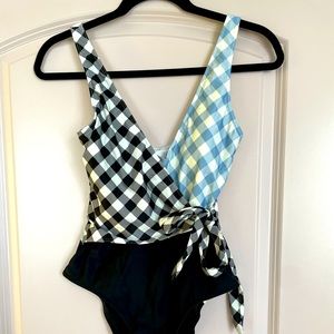 LIKE NEW gingham wrap one piece swimsuit